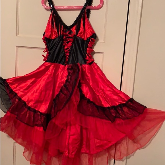 LEG AVENUE RED CAN CAN CORSET DRESS HALLOWEEN COSTUME - Picture 2 of 9